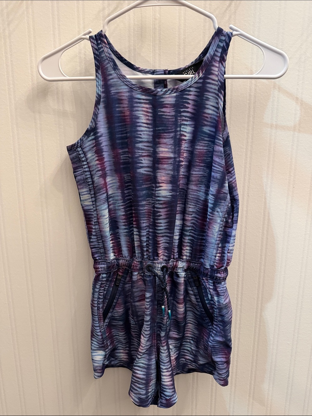 Athleta Girls Navy and Purple Tie-Dye Romper
